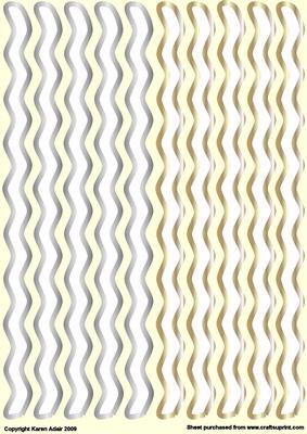 Wavy Ribbon - White with Gold and Silver Trim