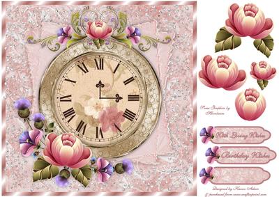 Time for Roses Square Card Front and Step by Step
