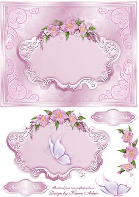 Fantasy Florals in Pink Card Front with Step by Step