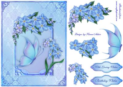Blue Beauty Card Front with Step by Step