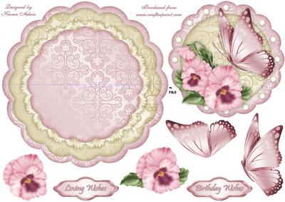 Floral Fantasy in Pink Scallop Wobble Card