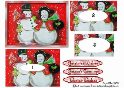 Mr & Mrs Snowman Double Pyramid Card Front