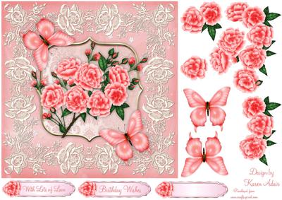 Roses Are  -  - Square Card with Step by Step
