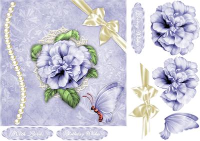 A Rose Blue Too - Card Front with Step by Step