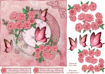 A Ring of Roses Square Card with Step by Step