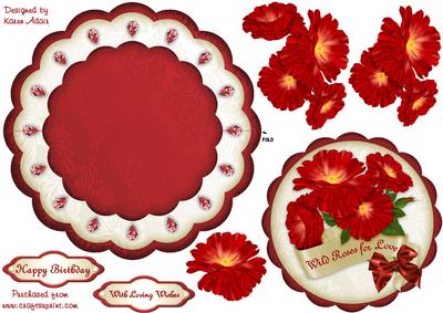 Wild Red Roses Wobble Card