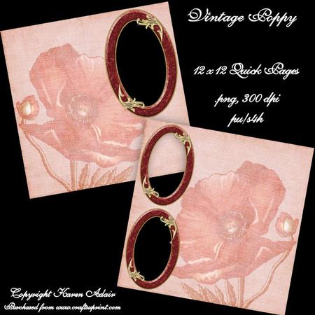 Vintage Poppy Quick Pages