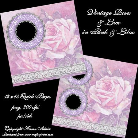 Vintage Roses & Lace in Pink & Lilac Quick Pages