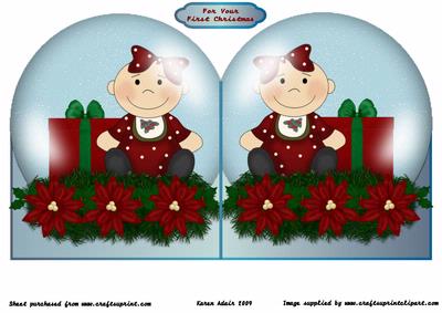 Baby's First Christmas Snowglobe Shaped Card