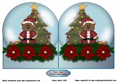 Baby,s First Christmas 3 Snowglobe Shaped Quick Card