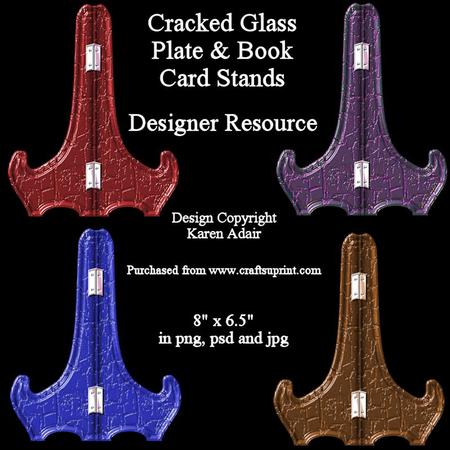 Cracked Glass Plate & Book Card Stands