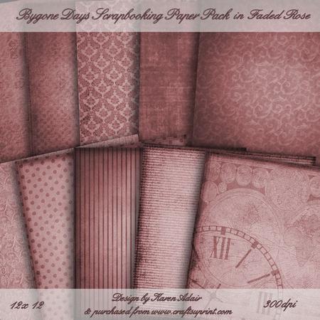 Bygone Days Scrapbooking Paper Set in Faded Rose