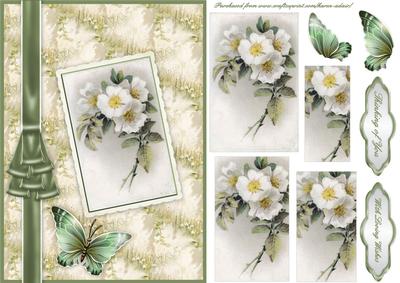 Vintage White Roses Postcard Pyramid Card