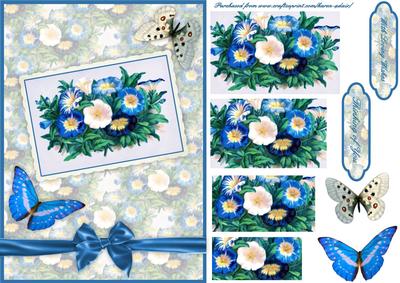 Vintage Morning Glories Postcard Pyramid Card Front