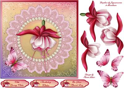 Fabulous Fuschia Square Card Front with Step by Step