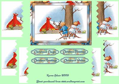 Peeking at Santa - Zig-zag Edge Side Stacker