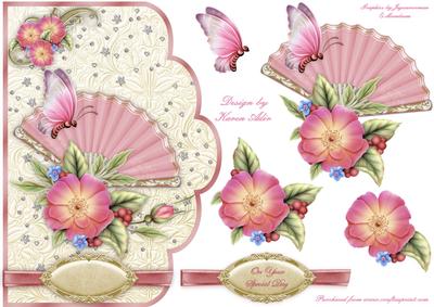 Fan De Fleur Scallop Card Front with Step by Step