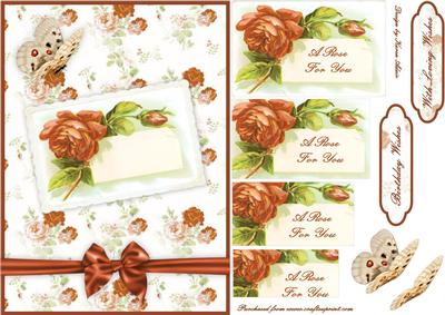 Vintage Roses Postcard Pyramid Card Front
