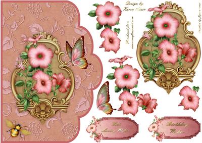 Pretty Petunias 2 Scallop Card Front with Step by Step