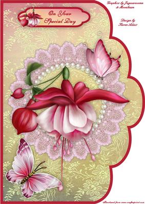 Fabulous Fuschia A4 Scallop Card Front