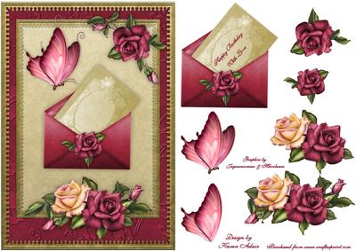 Antique Roses Letter Card Front