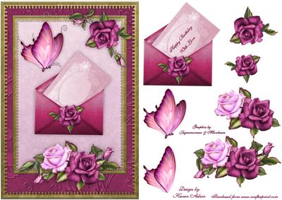 Antique Roses in Pink Card Front