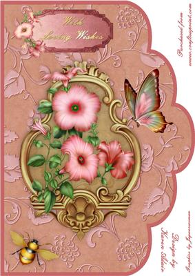 Pretty Petunias A4 Scallop Card Front