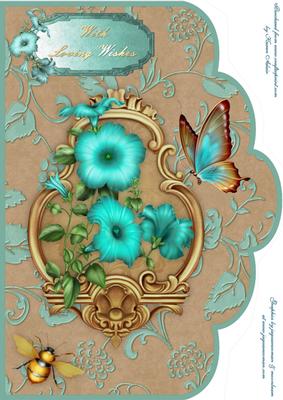 Pretty Petunias 2 A4 Scallop Card Front