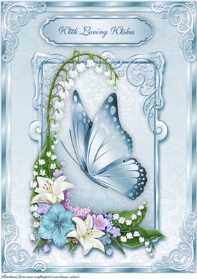 A Floral Fantasy in Blue A4 Card Front