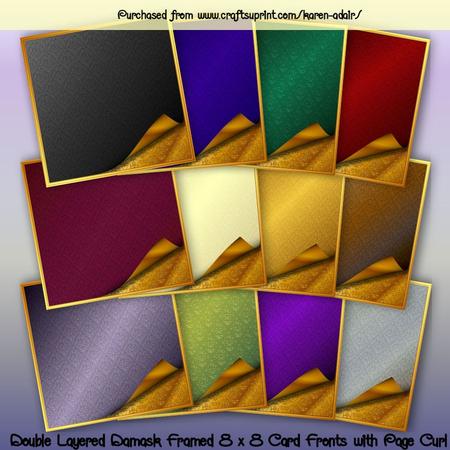 Double Layered Damask Framed Card Fronts with Page Curl