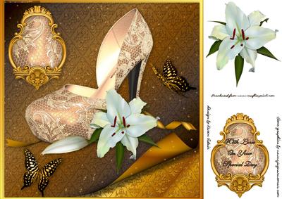 Lace Shoe and Lillies 8 x 8 Card Front