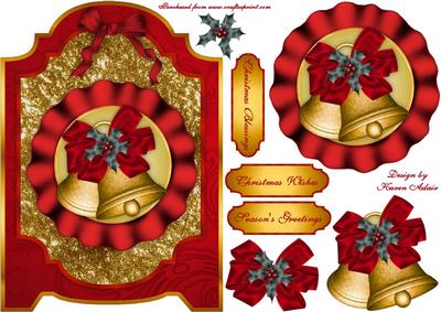Christmas Bells Screen Shaped Card with Step by Step
