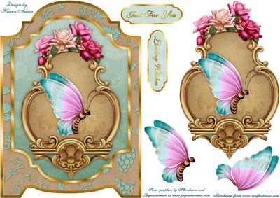 Butterfly and Roses Screen Card Front