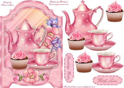 Teatime with Flowers Screen Card