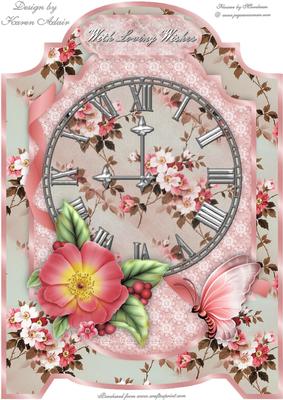 Vintage Flora and Clock A4 Screen Card Front