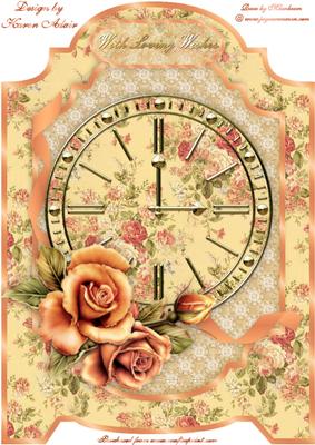 Vintage Roses Clock A4 Screen Card Front