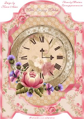 Vintage Floral Clock A4 Screen Card Front