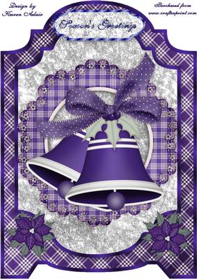 Christmas Bells N Bows in Blue A4 Screen Card