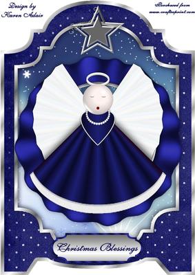 Christmas Angel in Blue A4 Screen Card