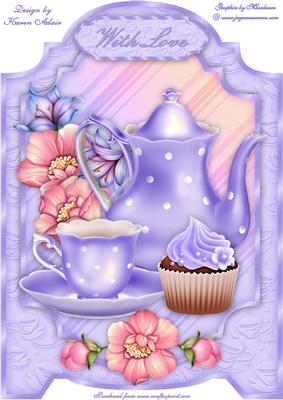 Teatime with Flowers in Blue A4 Screen Card Front