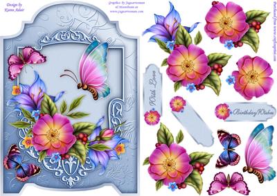 Blooms and Butterflies Screen Card