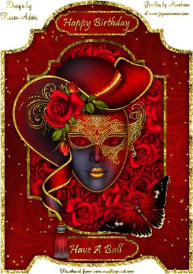 Red Rose Masquerade A4 Screen Card