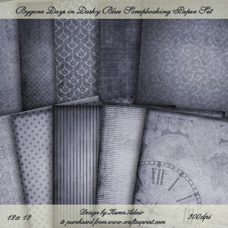 Bygone Days in Dusky Blue Scrapbooking Paper Set