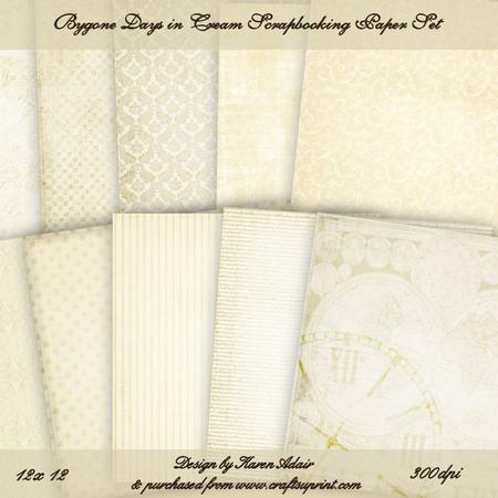 Bygone Days in Cream Scrapbooking Paper Set
