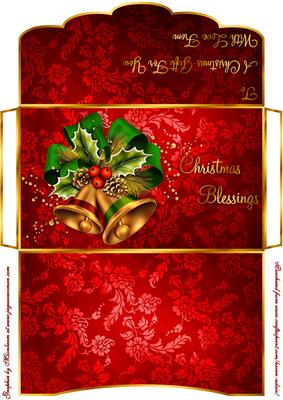 Christmas Bells in Red Money/gift Voucher Wallet