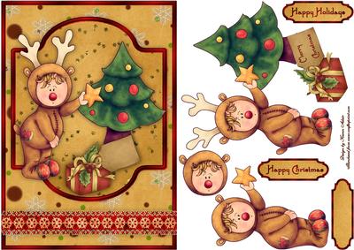 Baby Rudolph Card Front with Step by Step