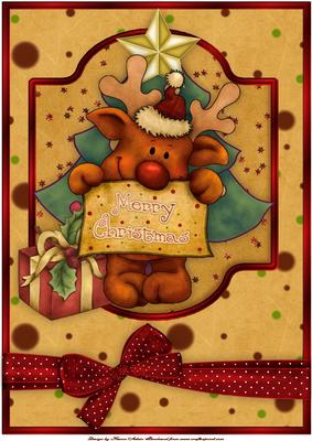 Little Rudolph's Christmas Message A4 Card Front/topper