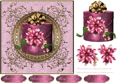 Christmas Poinsettia Square Card Front with Step by Step