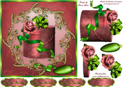 Red Christmas Rose Square Card Front & Step by Step