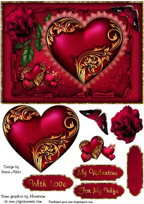 Hearts & Roses Valentine Card Front with Step by Step